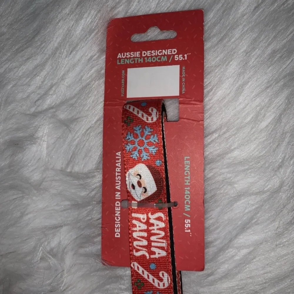 🦋 SANTA PAWS FuzzYard Red Dog Collar Medium Dog Breeds & Leash Set NWT